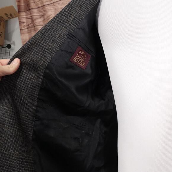 Vintage Jos A Bank Blazer Sport Coat Mens 40 Plaid Camel Hair Kent Two Button - Picture 6 of 12